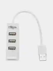 Белый разветвитель USB-хаб, 4 x USB 2.0, USB штекер, пластик