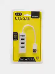 Белый разветвитель USB-хаб, 4 x USB 2.0, USB штекер, пластик