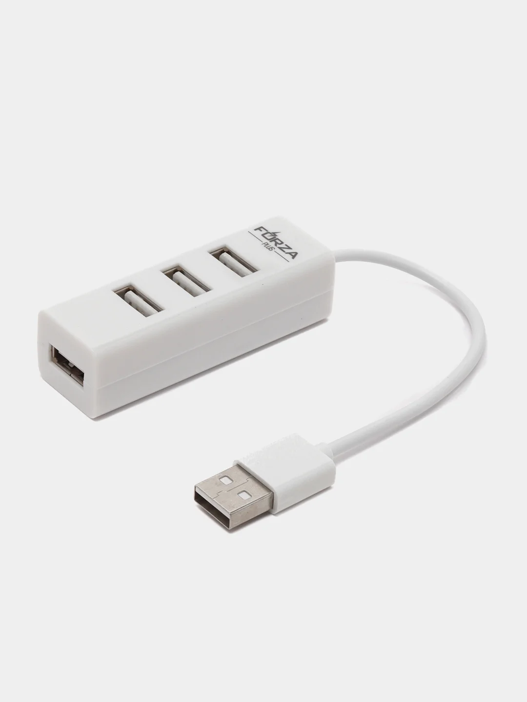 Белый разветвитель USB-хаб, 4 x USB 2.0, USB штекер, пластик