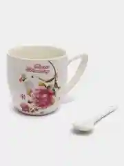 Розовый кружка с ложкой в подарочной упаковке