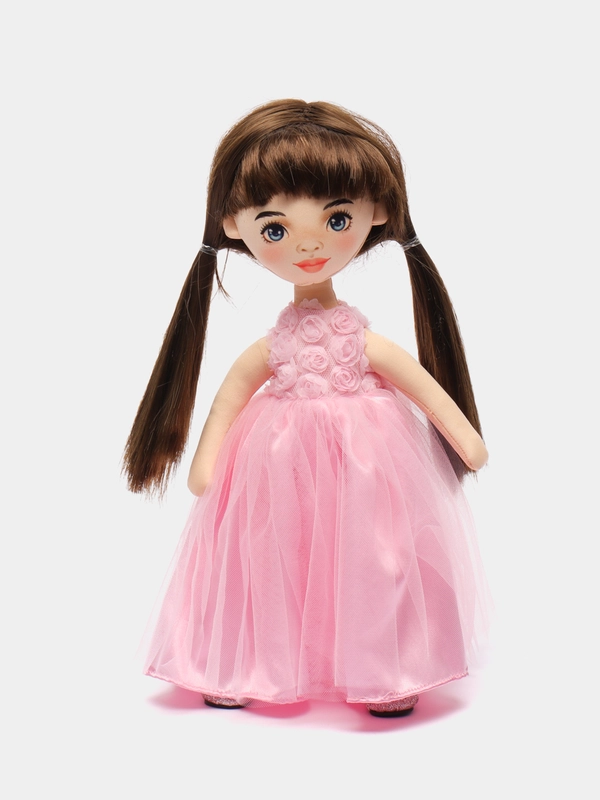 Мягкая кукла "Sophie", в розовом платье с розочками, 32 см