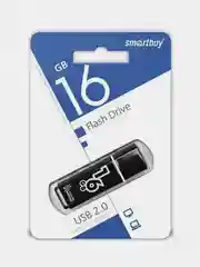 Черный флешка USB 16 gb flash drive Smart Buy Glossy series (sb16gbgs-k)