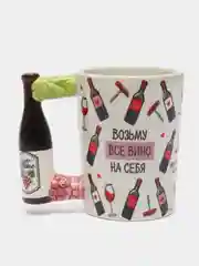 Набор "Возьму всё вино на себя": кружка 400 мл, блокнот 12 л, ручка
