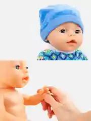 Голубой пупс пьет, писает, со звуком, 40 см