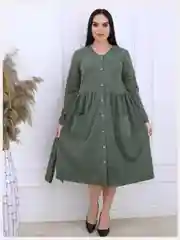 Зелёный хаки платье женское, большие размеры