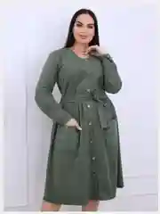 Зелёный хаки платье женское, большие размеры