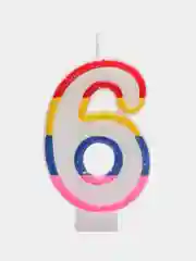 Свеча для торта "Блестящий ободок", с блестками, цифра "6", 7 см