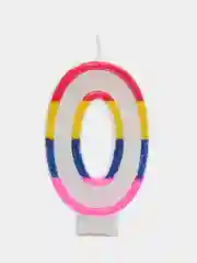 Свеча для торта "Блестящий ободок", цифра "0", с блестками, 7 см
