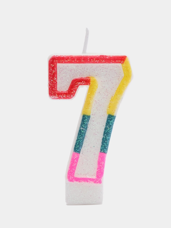 Свеча для торта "Блестящий ободок", с блестками, цифра "7", 7 см
