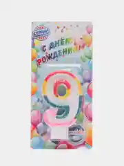 Свеча для торта "Блестящий ободок", с блестками, цифра "9", 7 см