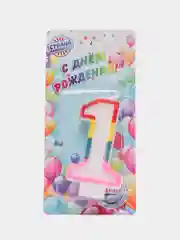 Свеча для торта "Блестящий ободок", с блестками, цифра "1", 7 см