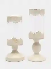 Белый подсвечник для двух свечей, 2 штуки