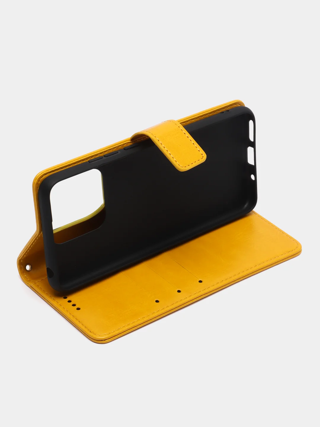 Желтый кожаный PU чехол-книжка Xiaomi Redmi 10C
