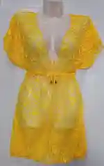 Горчичный накидка пляжная в сетку, туника
