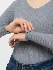 Серый кофта женская, лонгслив, с вырезом