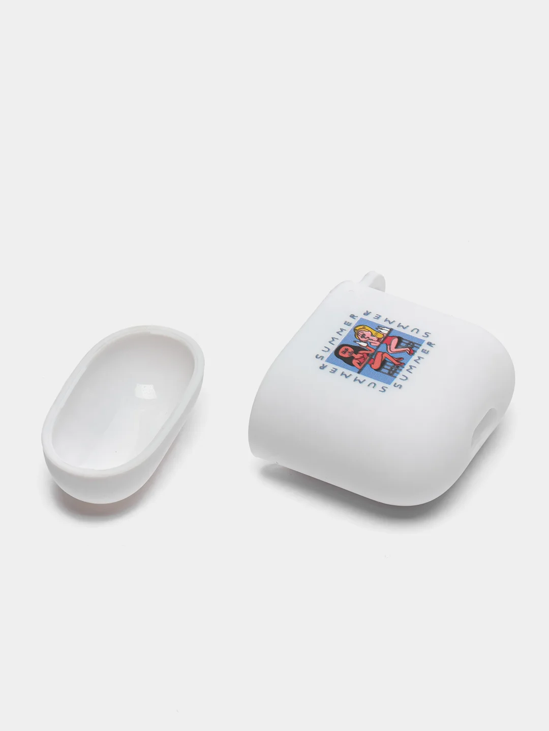Голубой силиконовый чехол для наушников Apple Airpods 1, 2. с принтом Nike, Nasa (Найк, Наса))