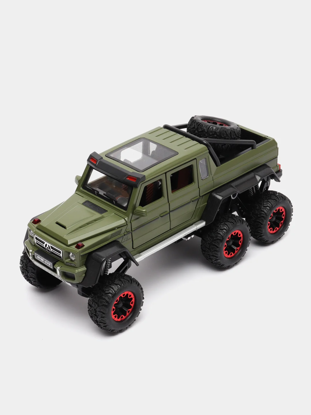 Зелёный хаки металлическая модель машины "Гелендваген 6x6", свет и звук, масштаб 1:20/гелик 6х6