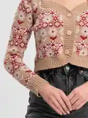 Бежевый меланж кардиган женский
