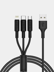 Кабель зарядный HOCO X25 "3-в-1" (Type-C/Lightning/MicroUSB, для iPhone и Android)