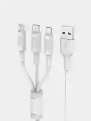 Белый кабель зарядный HOCO X25 "3-в-1" (Type-C/Lightning/MicroUSB, для iPhone и Android)
