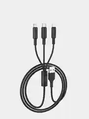 Белый кабель зарядный HOCO X25 "3-в-1" (Type-C/Lightning/MicroUSB, для iPhone и Android)
