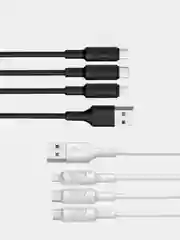 Белый кабель зарядный HOCO X25 "3-в-1" (Type-C/Lightning/MicroUSB, для iPhone и Android)