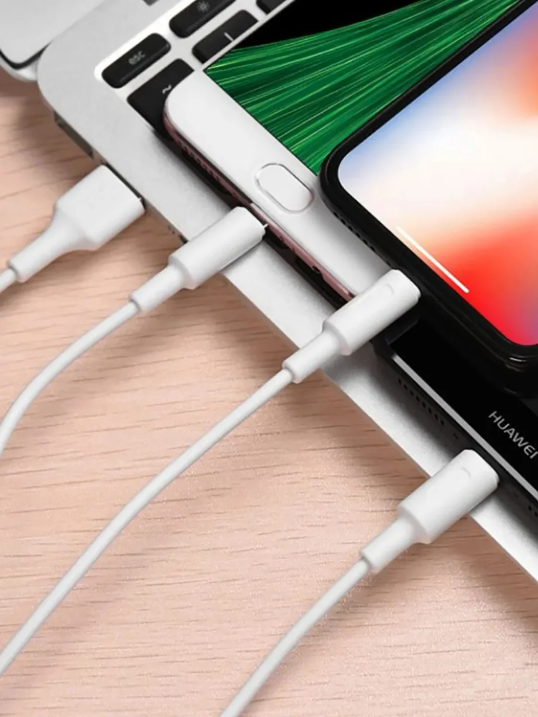 Белый кабель зарядный HOCO X25 "3-в-1" (Type-C/Lightning/MicroUSB, для iPhone и Android)