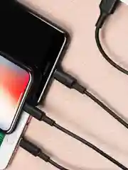 Белый кабель зарядный HOCO X25 "3-в-1" (Type-C/Lightning/MicroUSB, для iPhone и Android)