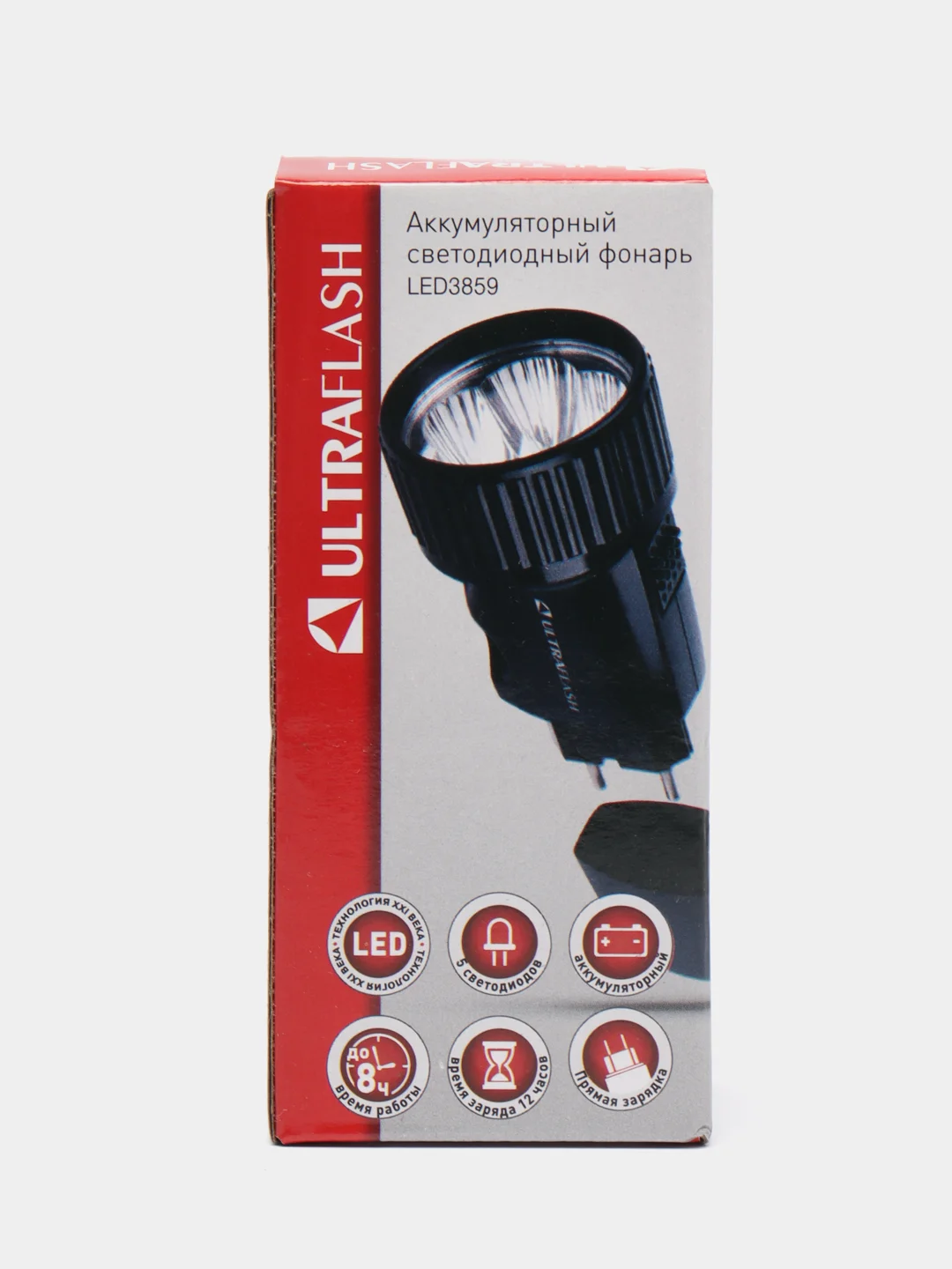 Аккумуляторный фонарь, ручной, Ultraflash, до 30 м, 220 V