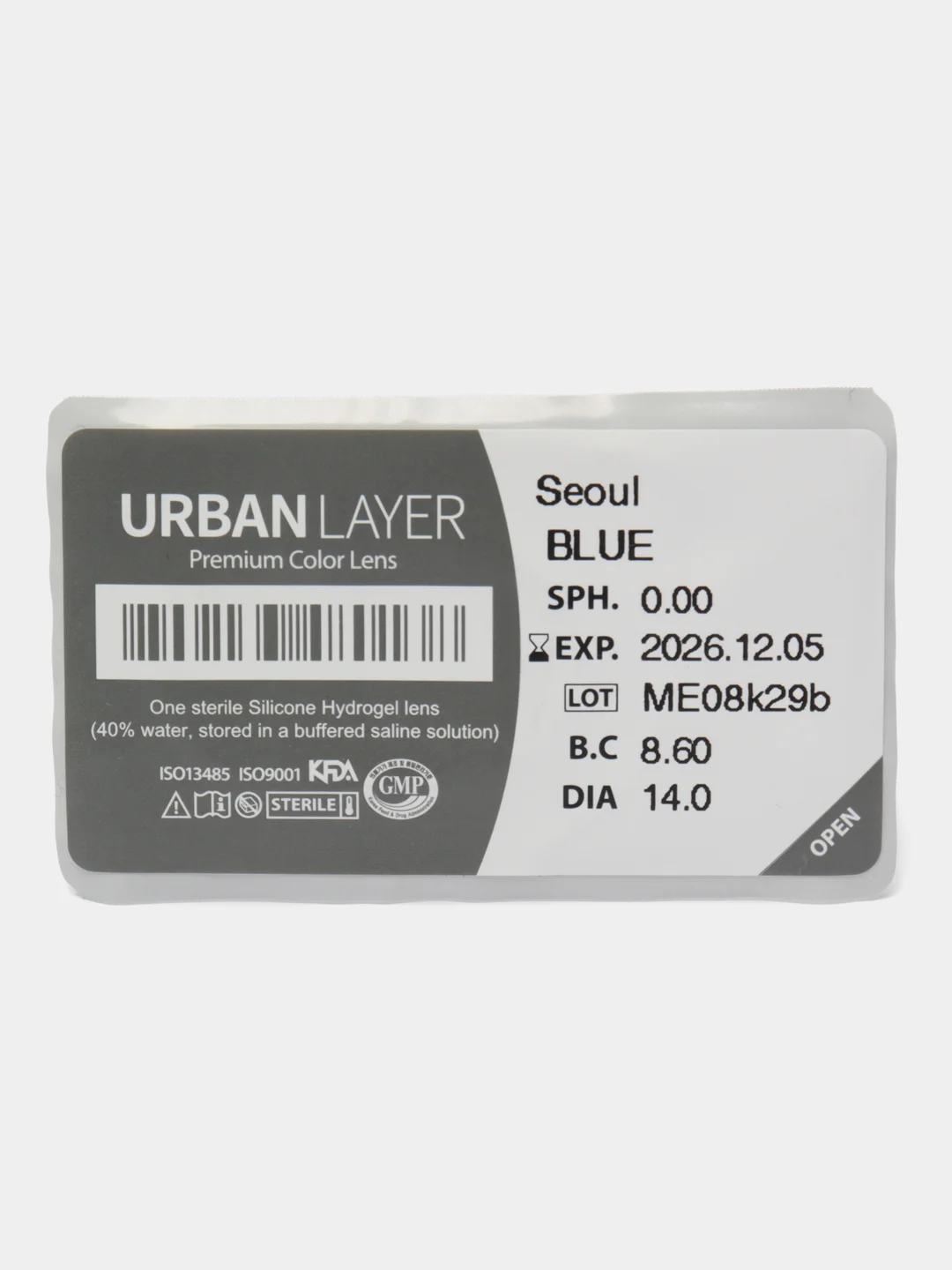 Цветные контактные линзы Seoul Blue, без диоптрий, на год ношения, голубые