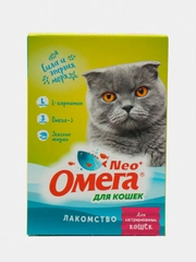 Лакомство ОМЕГА NEO витамины для кастрированных кошек, с L-карнитином, 90 таб., 60 г