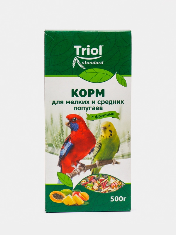 Основной корм  для мелких и средних попугаев с фруктами, 500г