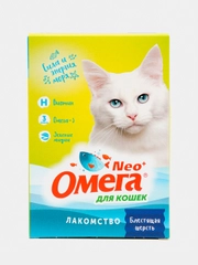 Лакомство Омега Neo витамины для кошек "Блестящая шерсть", с таурином, 90 таб., 60 г