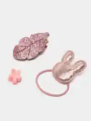 Кораллово-розовый набор детских заколок и резинок
