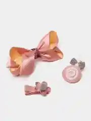 Кораллово-розовый набор детских заколок и резинок