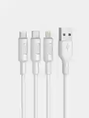 Белый кабель зарядный HOCO X25 "3-в-1" (Type-C/Lightning/MicroUSB, для iPhone и Android)