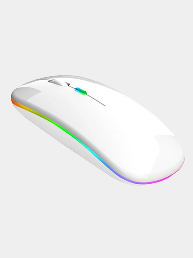 Компьютерная мышь, беспроводная, бесшумная, c многоцветной подсветкой RGB, с аккумулятором