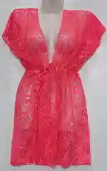 Коралловый накидка пляжная в сетку, туника