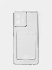 Прозрачный силиконовый чехол для Realme C30, C31, C35 (Реалме С30 С31 С35)с карманом, прозрачный