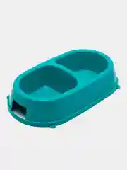 Бирюзовый миска двойная для кошек, 2 х 0.26 л, Гамма