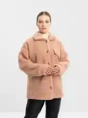 Розовый дубленка с искусственной шерстью