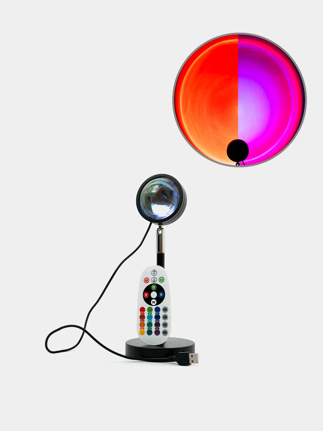 Белый лампа Закат RGB металлическая с пультом и приложением мобильным, 16 цветов