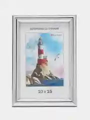 Серебряный фоторамка со стеклом, 10 x 15, А6, пластиковая