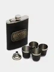 Черный подарочный набор: Фляжка с рюмками
