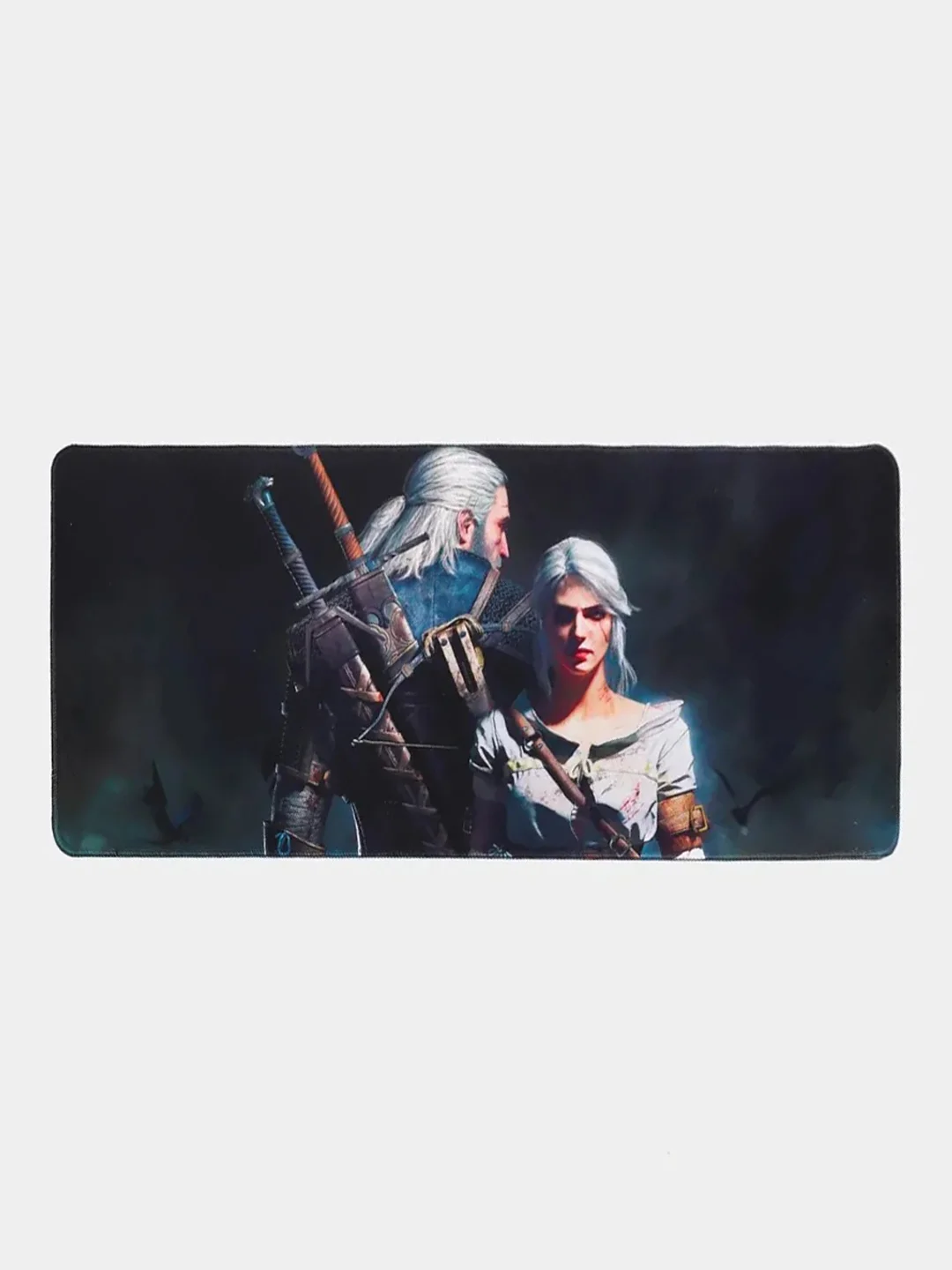 Серый игровой коврик для мыши и клавиатуры "Ведьмак" The Witcher Геральт