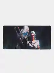 Серый игровой коврик для мыши и клавиатуры "Ведьмак" The Witcher Геральт