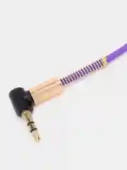 Фиолетовый аудио кабель AUX с угловым штекером и пружинкой, jack 3,5 мм