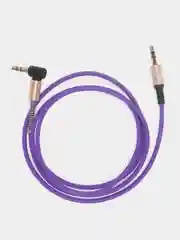 Фиолетовый аудио кабель AUX с угловым штекером и пружинкой, jack 3,5 мм