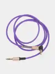 Фиолетовый аудио кабель AUX с угловым штекером и пружинкой, jack 3,5 мм