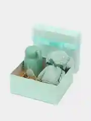 Бирюзовый подарочный набор бокс: кружка, коралловый флис полотенце, крафтовый пакет